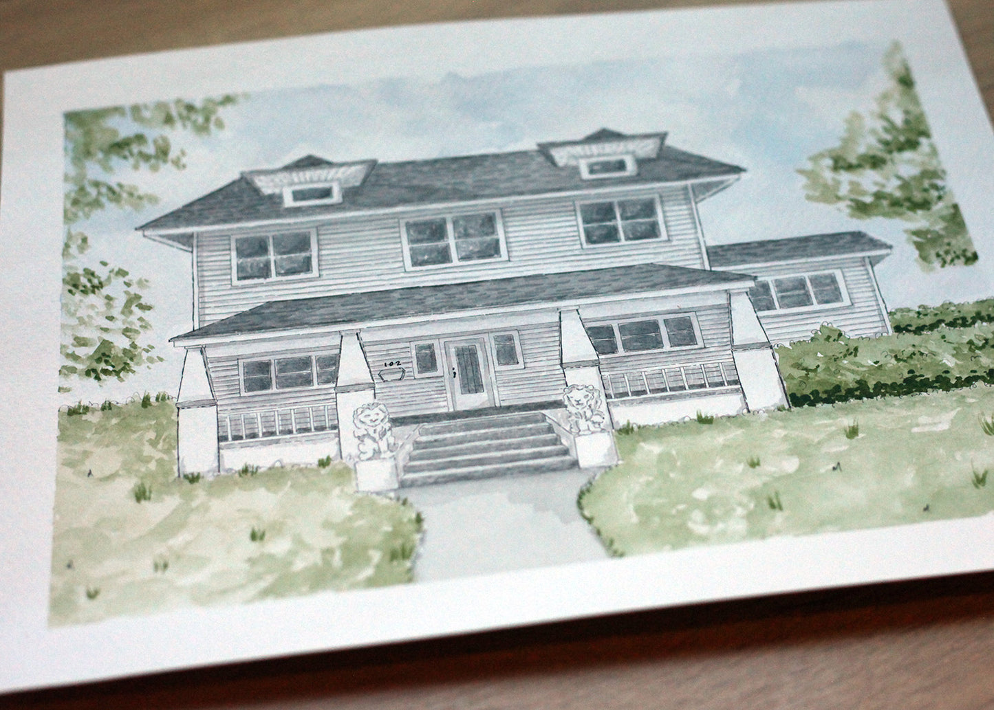 Custom Hand-Painted Watercolor House Portrait