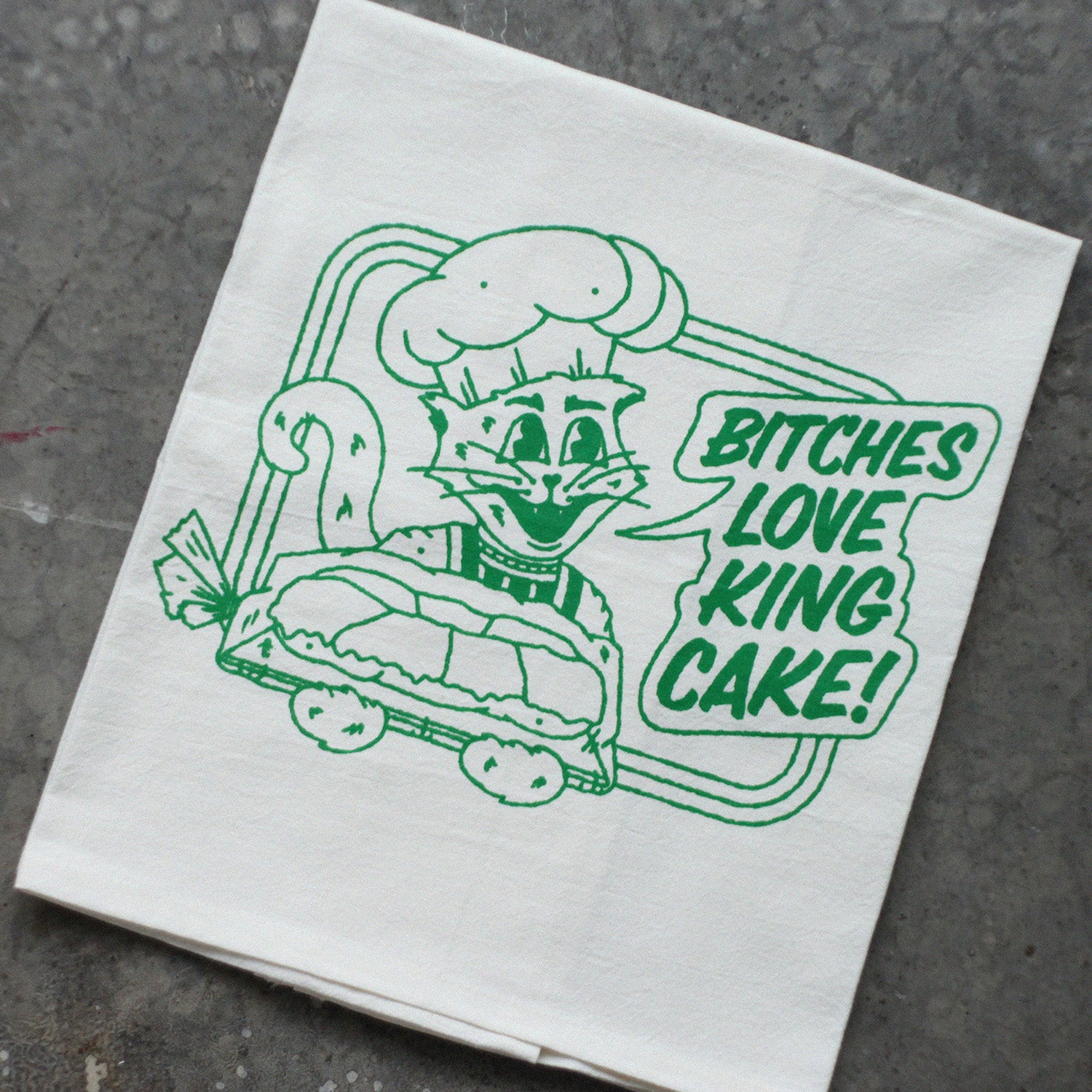 King Cake Tea Towel (Green)